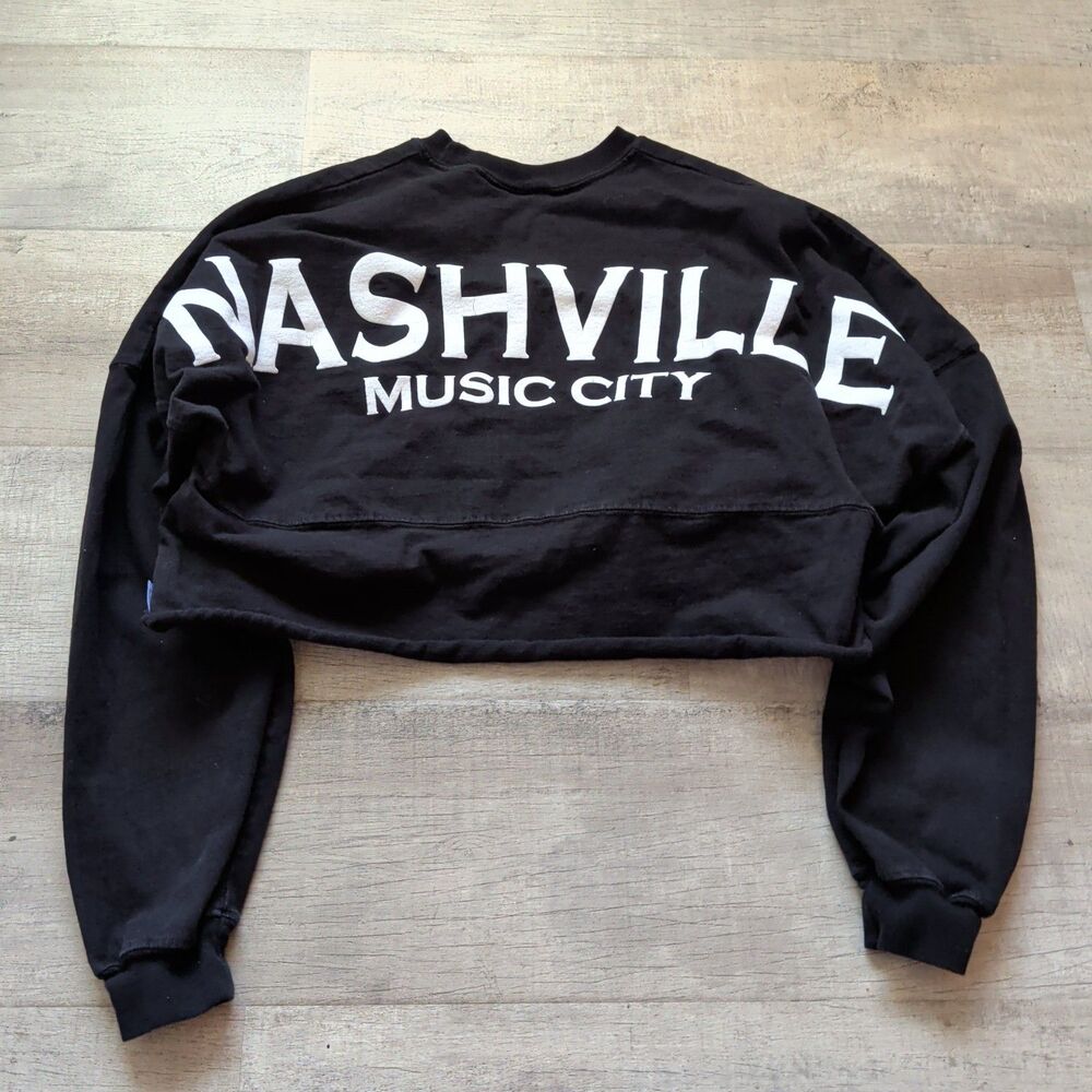 ​Spirit Jersey Nashville Music City Black Cropped Sweatshirt Women's Size Medium
